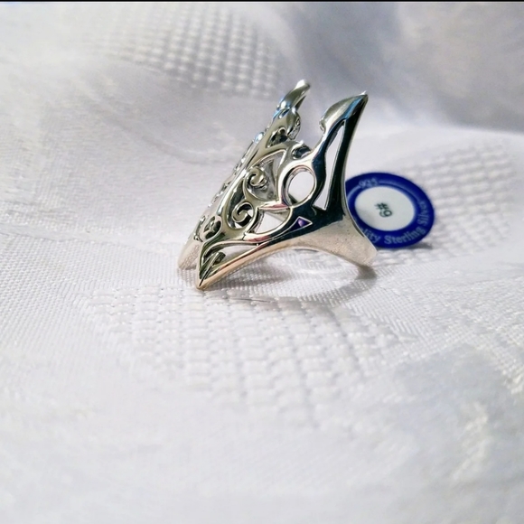 Sterling Silver Gothic Butterfly Ring Size 9 - Picture 6 of 6